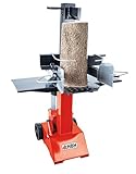 HBH Holzspalter 230V HSSN800 (Brennholzspalter elektrisch, 3000W, Spaltgutlänge bis 55cm, Spaltdurchmesser bis 30cm, 8 Tonnen Spaltkraft, Hydraulikspalter stehend, Fahrwerk, Vario Spalt System) rot