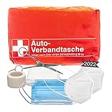 Verbandskasten Auto 2022 | KFZ-Verbandstasche DIN 13164 Zertifiziert Geprüft | Sicherheit Erste Hilfe First Aid Tasche Kasten Set Kit ideal als Notfall-Set Nachfüllset Zubehör für Auto 2022 STVO