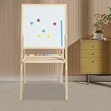 Magnetische Kinder Staffelei, Höhenverstellbar Doppelseitige kindertafel, Kunst-Staffelei, Staffelei für Kinder, Kinder Spiel-Tafel aus Holz, für Kunstaktivitäten, Klassenzimmer, Familien