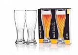 Ritzenhoff & Breker Weizenbierglas 0,5 Liter, 2er Set, Weißbiergläser NOA, mit Verzierung, Spülmaschinengeeignet, Klar, 0812817