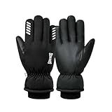 Skihandschuhe, wasserdichte Winterhandschuhe, Schneehandschuhe für Herren, Touchscreen-Finger, Schnee-Skihandschuhe, für kaltes Wetter, für Damen und Herren, Schwarz