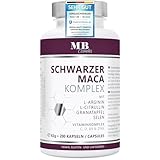 Maca Kapseln 4800mg je Tagesdosis - 200 Maca hochdosiert mit L-Arginin, Granatapfelextrakt, Vitamin C, D, Selen, Zink und Citrullin – veganer 20:1 Maca Extrakt schwarz ohne Zusätze
