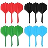 flintronic Integrierte Dart-Flüge und -Schäfte, 12 Stück Dart Flights mit Schäfte, für Dartpfeile mit 2BA Gewinde, Softdarts Darts Zubehör, Schwarz/Rot/Blau/Grün (2BA)