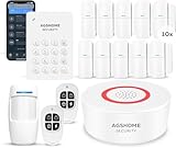 AGSHOME Alarmanlage Haus 15-teiliges, WLAN, Sicherheit, Einbrecher System kabellos, 120 dB, Sicherheitssets für zu Hause, erweiterbar – kompatibel mit Alexa, Google Assistant