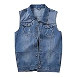 Herren Denim Weste Plus Size Lose Ärmellos Jacke Motorrad Weste, blau, L