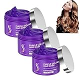 Lila Haarmaske, Keratin-Haarkur, Spülung und Toner für blondes und gebleichtes Haar, lila Spülung für Feuchtigkeit und Reparaturen (3PCS)