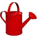 alles-meine.de GmbH kleine Gießkanne - Metall - rot - 1,5 Liter - für Kinder & Erwachsene - 23 cm - Blech Kindergießkanne - Henkel beweglich - Giesskanne Gärtner/Garten Mädchen..