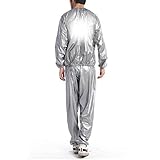 ZJchao Ganzkörper-Schwitzanzug für Gewichtsverlust, Training und Fitnessstudio, Reißfestes PVC-Material, Unisex-Fitness-Saunaanzug für Männer und Frauen (SILVER #18)
