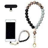 Mezrkuwr Silikonperlen-Handgelenkschlaufe, Handy-Lanyard mit Handy Lanyard Pads, elastisches Freihand-Armband, Handy Kette, Handy Strap, für die Meisten Smartphones