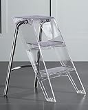 Trittleiter mit 3 Stufen, zusammenklappbar – leicht und tragbar, moderner Kleiner Tritthocker aus Acryl, zusammenklappbar, breite Trittleitern für die Inneneinrichtung, Speisekammer, Garten, Schrank,