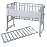 roba Stuben- & Beistellbett 3in1 grau, Style‘, für alle Elternbetthöhen, inklusive Matratze