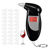 Merwlukt Alkoholtester Polizeigenau, Promillemessgerät Professioneller Alkoholmessgerät mit 30 Mundstücke, Alkohol Tester mit Digitaler LCD-Bildschirm für Privaten Gebrauch zu Hause