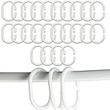 Duschvorhangringe 24 Stück,Duschringe für Duschvorhangstangen,Aus Stabilem Kunststoff Duschvorhang Ringe,Duschvorhang Haken Weiß Ringe in C-Form für Duschfensterstange