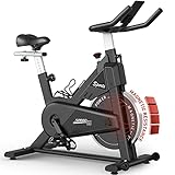 PASYOU Heimtrainer Fahrrad mit Magnetischer Widerstand, Fitnessbike Riemenantrieb, LCD Monitor mit RPM, IPad-Halterung Hometrainer 150 kg Belastbar Schwarz