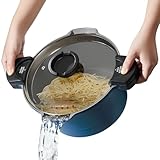 ROSSETTO Nudeltopf mit Siebeinsatz Kochtopf 24 cm Induktion mit Siebdeckel Spargeltopf Spaghettitopf Pastatopf 4.5 Liter Suppentopf, Aluguss keramikantihaftbeschichtet, Blau