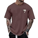 Faonkeew Tshirt Herren mit Bunt Druck Hawaiihemd Strandhemd Oversize Fit Sweatshirt Top Locker Sommer Outfit Leicht Atmungsaktiv Tshirts mit Rundhalsausschnitt
