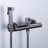 MINJING Bidet-Sprüh-Set für WC, grau, heiß und kalt, Handsprüher WC-Aufsatz, multifunktional, Wandmontage, Badezimmer, WC, Bidet, Mischer, Sprüh-Set, Duschschlauch, D