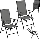 eSituro 2er Gartenstuhl Hochlehner Klappbar 7-Fach Verstellbare Rückenlehne Klappstühle 150 kg Belastbar Campingstuhl Balkonstuhl Klappsessel Garten Terrasse, Schwarz Grau