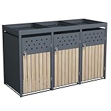 ESTEXO Mülltonnenbox bis 240 L – Behälter & Unterstand für Mülltonnen – Abschließbares Mülltonnenhaus mit Pflanzdach – Wetterfeste Abfallbehälter-Lösung mit Belüftungsschlitzten – Anthrazit