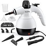 GLOIL Tragbarer Dampfreiniger, Haushaltsdampfreiniger, Mehrzweck-Dampfreiniger mit 10 Zubehörteilen für Teppiche, Vorhänge, Sofas, Küchen, Bäder und mehr. (Black)