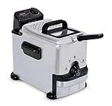 Tefal Oleoclean Compact Elektrische Fritteuse, 2 L Öl-Kapazität, Fritteuse mit Ölfiltration, spülmaschinenfeste Teile, Sichtfenster, einstellbare Temperatur, schwarz, Edelstahl, FR7016