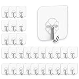 Klebehaken, Mehrzweckhaken, Küchenwandhaken, 10 kg (max.), transparent, wiederverwendbar, nahtlos, wasserdicht und öldicht, für Badezimmer, Küche, Büro, strapazierfähig, selbstklebende Haken, 30 Stück