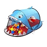 Balakaka Kinderzelt Pop up Zelt 182 x 96 x 76 cm, Hai Blau Kinderzelt Indoor Outdoor Kinderspielhaus, Kinderspielzelt für Kinder Jungen Mädchen Geschenk mit Kostenlose Matte