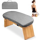 Hihealer Meditationsbank – Klappbare Ergonomische Bambus-Meditationsbank mit Bequemem Kissen, zum Knien oder Sitzen, Ideal für Meditation und Gebet, Einzigartige Frauen