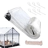 Plane für Hühnerstall, transparente Geflügelfolie mit Kordeln, Isolierung, Hühnerstall, Winterwickel, für Garten, Hinterhof, Rasen, kleine Bauernhoftierunterstand