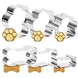 6 Stück Keksausstecher Hund,Ausstechformen Knochen Pfote Plätzchen Ausstecher Set, Hund Ausstecher zum Backen für Hunde-Kekse oder Leckerlis Backen Basteln