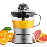 Pukomc Elektrische Zitruspresse, Orangenpresse mit 40 Watt leistungsstarkem und leisem Motor,Zitronenpresse mit Edelstahl 1 L, Kontrolle des Fruchtfleischs, Zitruspresse für Grapefruit und Zitronen.