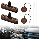 FuxFuis Auto Diffuser für Ätherische Öle Holz Autolüftungsklammer, 2 Aromatherapie Vent Clip + 4 Nachfüllauflagen + 2 Diffusor-Holzspäne, Badezimmer Parfüm Duft Holz Auto Lufterfrischer Vent Diffusor