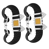 UPKOCH Vierzackige Eisspikes aus Gehärtetem Manganstahl Rutschfeste Elastische Schuh spikes mit Verstellbarem Gummiband Robuste Antirutsch Spikes für Outdoor Klettern Wandern