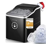 Eiswürfelmaschine Testsieger 2024, 14 kg 24 Stunden, 9 Eiswürfel in 6-8 Minuten, Gerauscharmer Betrieb, 120W Ice Maker mit Schaufel u. Korb, Eiswürfelbereiter für Zuhause, Büro (Dunkelgrau)