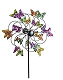 Buntes Windrad für den Garten Modell Schmetterling Windspiel Windmühle 124 cm