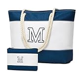 oscaurt Strandtasche Groß Tote Bag Strandtasche XXL Familie Reise Geschenk Einkaufstasche Damen Schwimmtasche Badetasche mit reißverschluss Umhängetasche (Blau Set-2pcs)