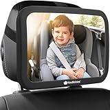 360°Autospiegel Baby Rücksitz - Großer Bruchsicherer Rücksitzspiegel Baby, Sicherheitsspiegel Auto für Babyschale, Kristallklarer Baby Rückspiegel Auto, Spiegel Baby Auto Rücksitz (Matte Black)