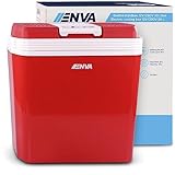ENVA Elektro Kühlbox 12V/230V 20 Liter elektrische Kühlbox inkl. Trenngitter und Tragegriff für Auto, Camping, Angeln Mini Kühlschrank tragbar für unterwegs Kühlen bis 18° und Warmhalten bis 50°
