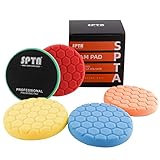 SPTA 125mm Polierpad Hex-Logic Polierschwämme Wachs Schwämme Auto Polierschwamm Polierpad Polieren Pad Schwamm Polierschaum Set für Exzenter Poliermaschine Schleifmaschine