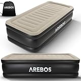 Arebos Aufblasbare Matratze | Luftbett Selbstaufblasend 203 × 95 × 51 cm geeignet für 1 Person | Gästebett mit elektrischer Pumpe | Luftmatratze inkl.Tragetasche für Camping/zu Hause | Grau/Anthrazit