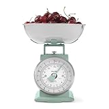 Salter Mechanische Küchenwaage, 1L Spülmaschinenfeste Schüssel, Klassisches Design, Großer, Gut Ablesbarer Ziffernblatt, Ideal für Backen und Kochen, Salbei-Grün, Präzisionswaage, 5 kg Kapazität,