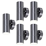 V-TAC Wandleuchte Innen/Außen Außenwandleuchte Wandlampe Außenleuchte UP DOWN IP44 Wasserdichte Edelstahl GU10 5er SET