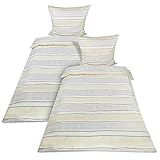 Beautissu Biber Bettwäsche 135x200 cm 2er Set Viola – 100% Baumwolle Warme Flanell Winterbettwäsche - Biberbettwäsche 2X Bettbezug & 2X Kissenbezug 80x80 cm, Feinbiber Bettwäsche-Sets Biber Beige