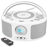 WISCENT Tragbares CD Radio Boombox (CD-Player, Boomboxen, UKW Radio, USB, Kopfhöreranschluss, AUX-In),CD Spieler für Kinder und Erwachsene