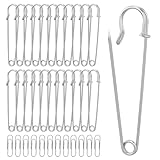 Sicherheitsnadeln Groß, 20 Stück Kilt Sicherhe-itsnadeln, 10cm Rostfreier Stahl Heavy Duty Sicherhe-itsnadel, Starke Sicherhei-tsnadeln für Decken, Strickzeug, Schmuck und Handarbeiten