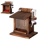Weqizuerqi Eichhörnchenhäuser für den Außenbereich – Garten-Futterstation mit Wasserflasche, Holz-Wandhalterung, Futterhaus für Lebensmittel, Maiskolbennüsse, Außenbereich, Baum, Balkon, Hinterhof