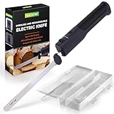 NutriChef Elektrisches Küchenmesser – Akku-Messer mit Edelstahlklingen, USB-C, Schwarz Für Truthahn, Fleisch, Brot & Käse | 11,42″ Edelstahlklingen | Sicher & leicht