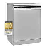 Exquisit Geschirrspüler GSP6312-030D silber | Spülmaschine 60 cm Unterbau | Standgerät | 12 Maßgedecke | Silber