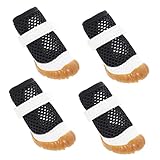 HOUDERCO 4 Stück Haustierschuhe Hundepfotenabdeckung elastische Hundesocken Katzenschuhe Paws pfotenschutz Schuhe für hundepfoten Dog Shoes Atmungsaktive Welpenschuhe Hundestiefel PVC Black