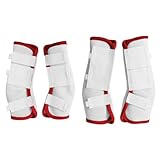 Fly Horse Boots 4er Set, Weiche & Atmungsaktive Mesh Fliegengamaschen für Pferde Weiß Full